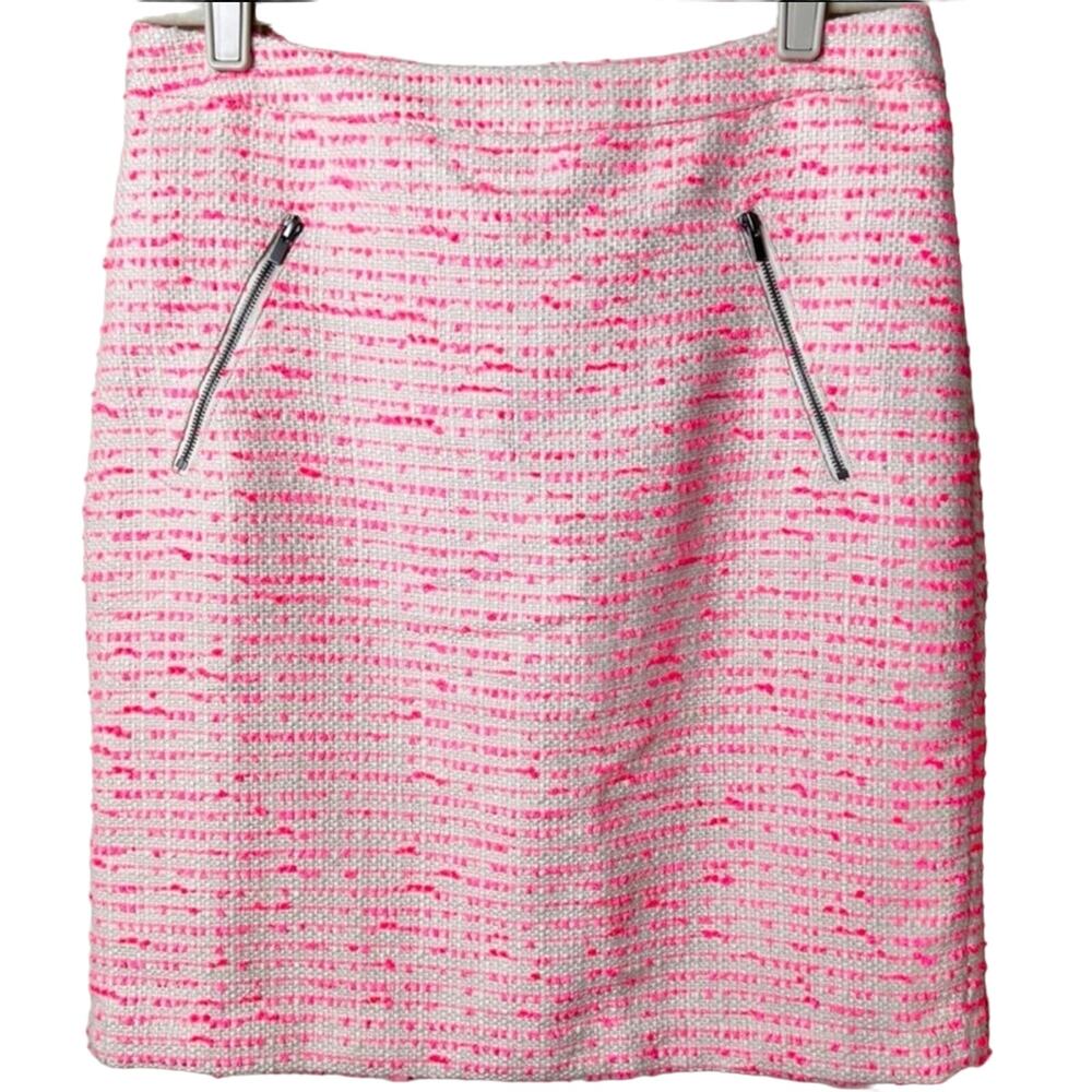 Halogen Pink Eyelash Tweed Zip Pocket Pencil Skirt 8
